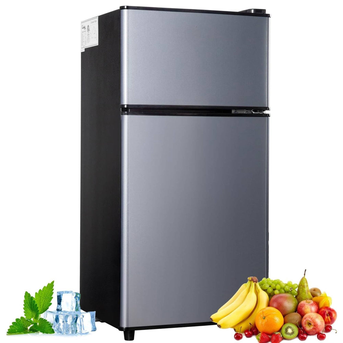 2.9 Cu.Ft Mini Fridge Freezer, 2 Door Small Refrigerator, 7 Level Adjustable Thermostat Freezer Fridge for Living Room, Kitchen and Apartment, Black