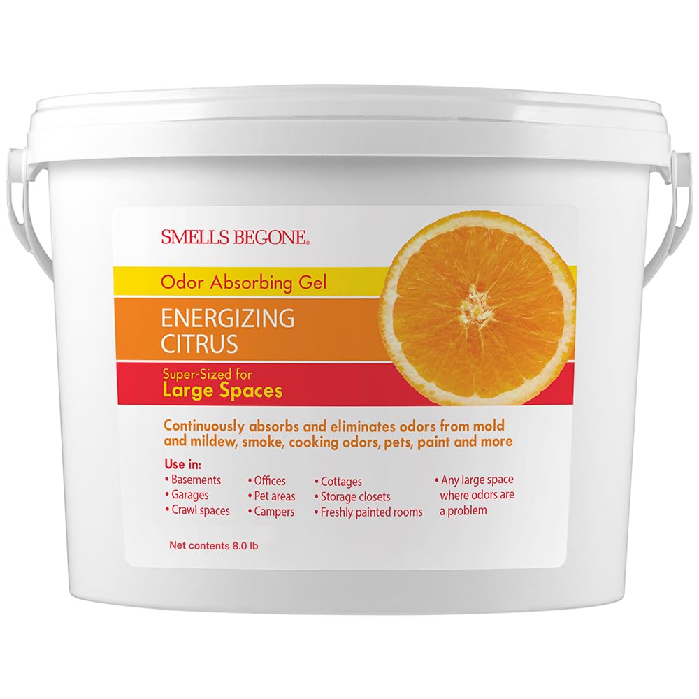 SMELLS BEGONE 1-Gallon Gel Odor Eliminator – High-Capacity, Long-Lasting Absorber for Large Basements, Garages, Workshops & Commercial Areas – Remove