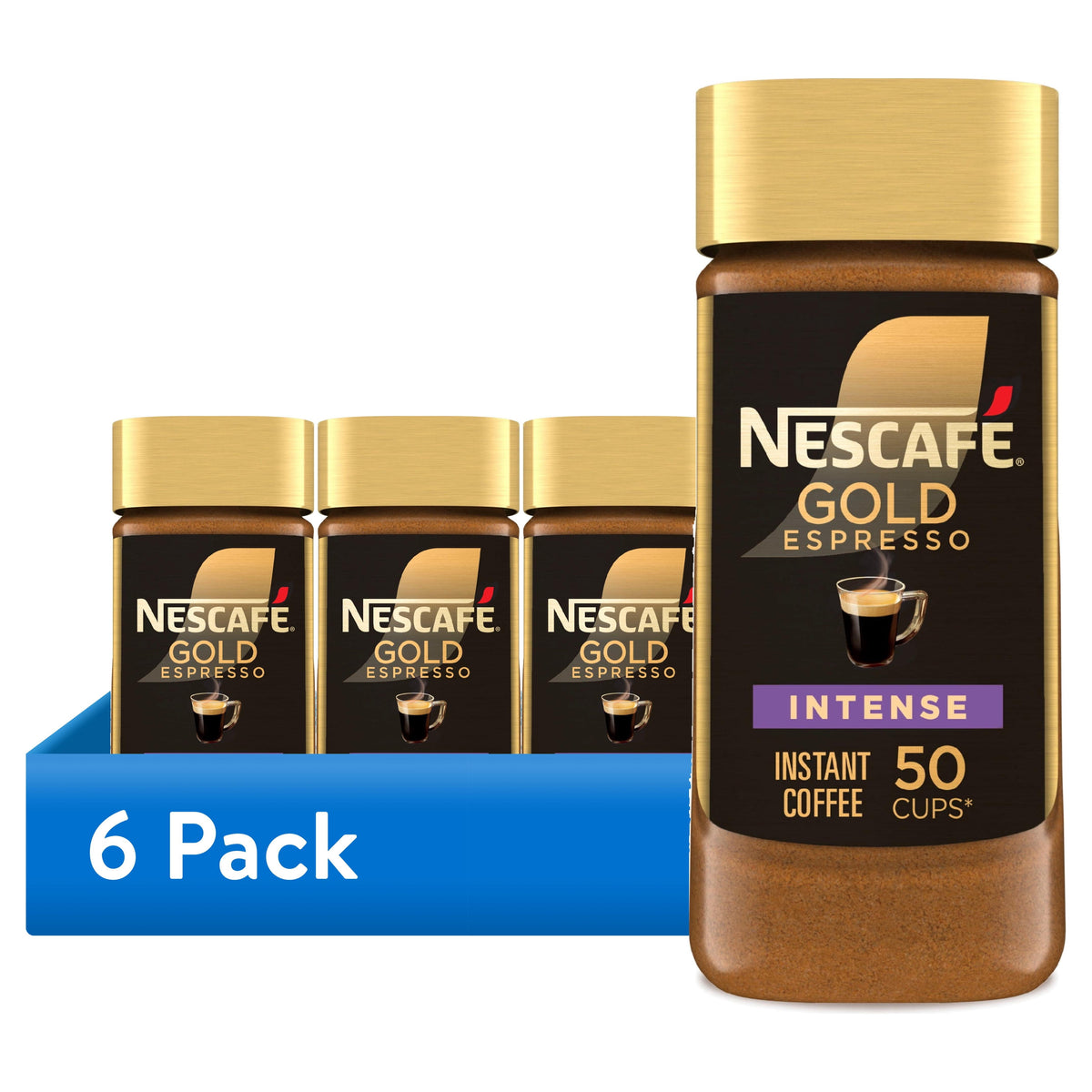 6 pack) NESCAFÉ Gold Instant Espresso Powder, Intense, Instant Coffee, Coffee Essentials, 50 Cups 3.5 oz