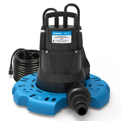 1/4 HP Automatic Swimming Pool Cover Pump, 2250 GPH Submersible Sump Pump with 3/4” Check Valve Adapter & 25ft Power Cord, Water Removal for Pool