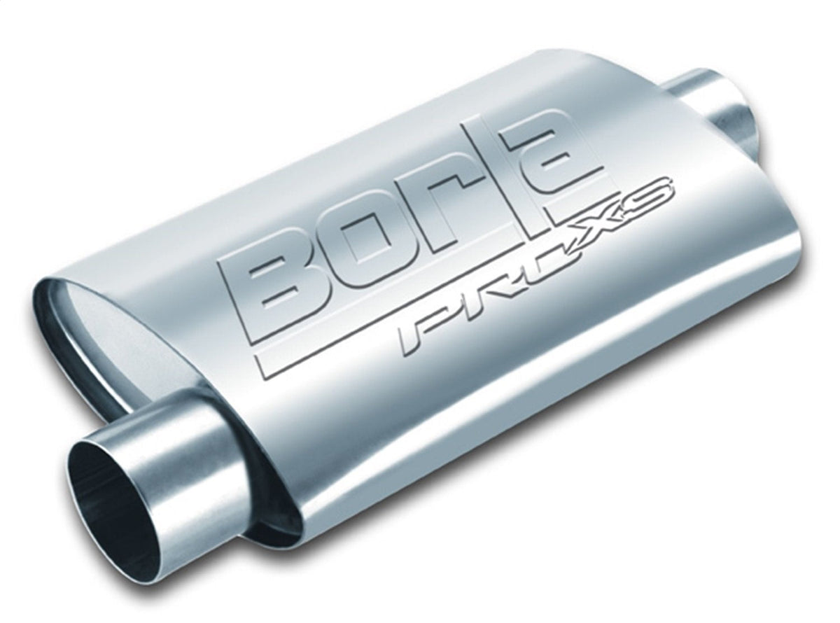 BORLA 40359 ProXS Universal Performance Muffler 3" Offset Inlet / 3" Center Outlet 14" Long body 19" Overall Length Un-Notched Necks Reversible