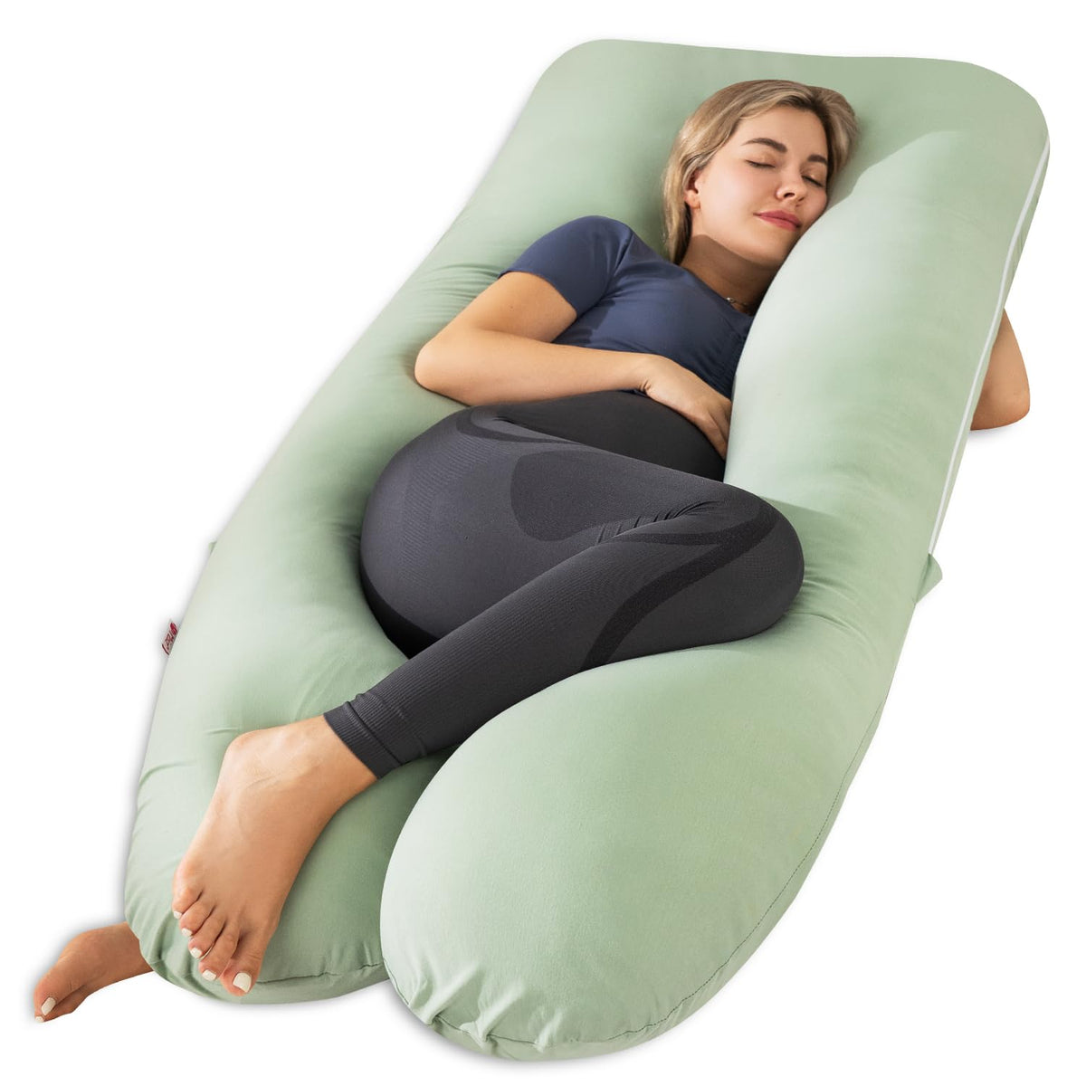Pregnancy Pillow, U Shaped Pregnancy Pillows for Sleeping Cooling, 55 Inch Maternity Pillow for Pregnant Women, Body Pillows for Adults, Rayon Cover