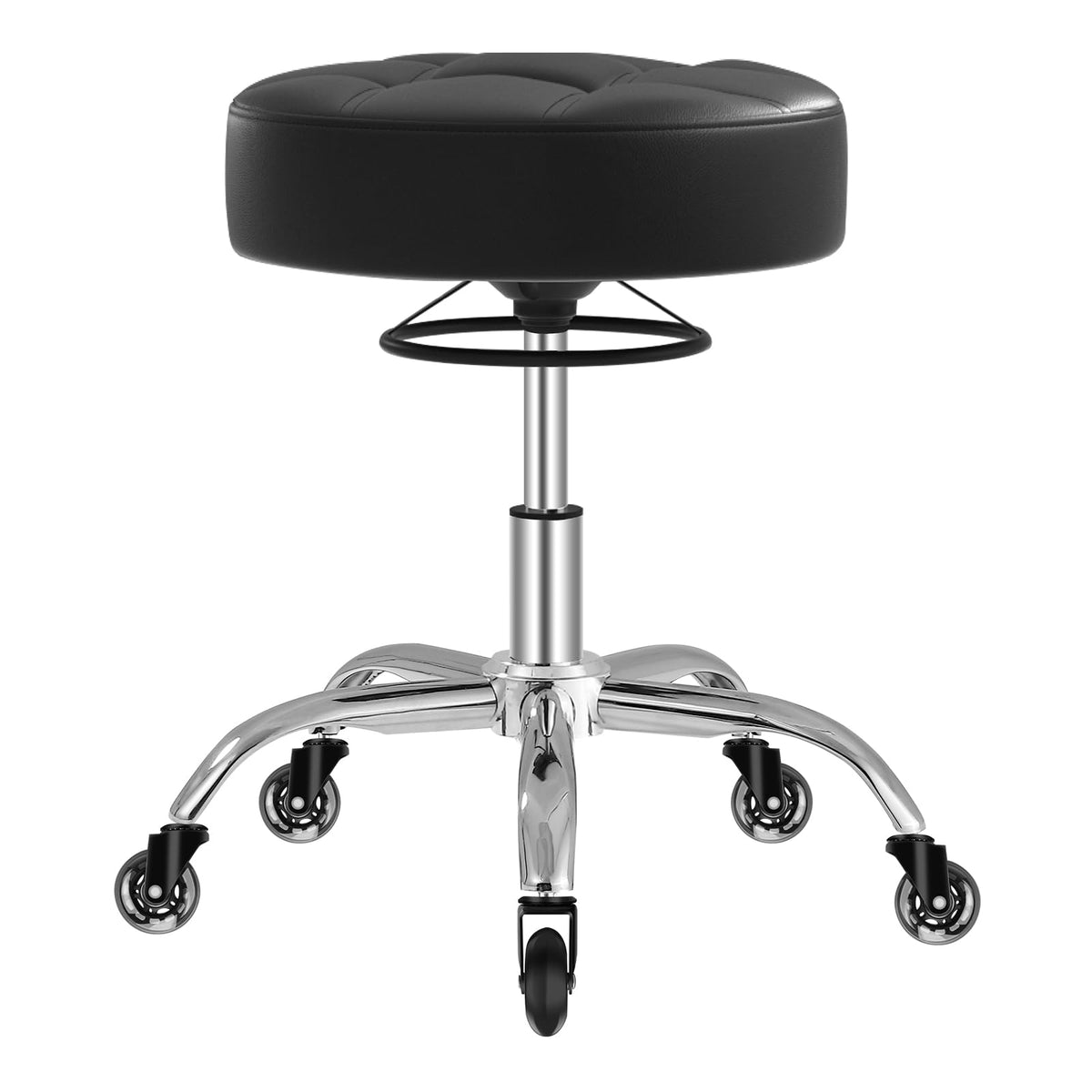 YEEZEE Rolling Stool Heavy Duty 400lbs: No Squeak, No Tip, Black