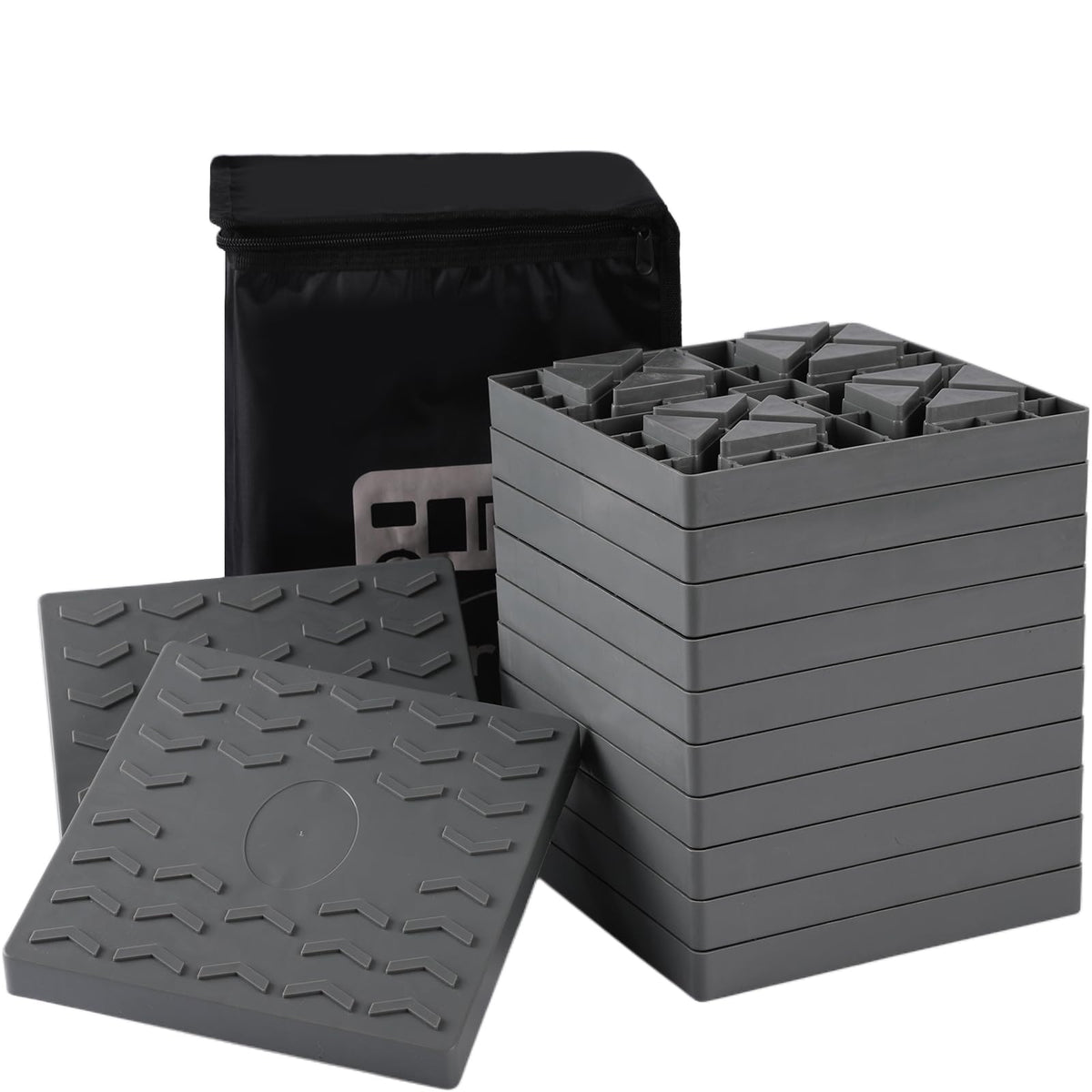 12-Pack RV Leveling Blocks, Heavy-Duty Interlocking, Grey