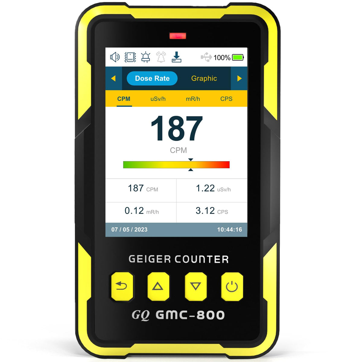 Nuclear Radiation Detector GQ GMC-800 Geiger Counter USA Design Product US National Standard Large Color LCD Display 5 Alarm Types Dosimeter Data