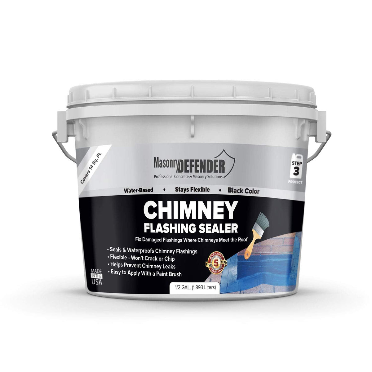 MasonryDefender Chimney Flashing Sealer - Flexible Chimney Sealant Protects Against Water Leaks - 2.2 kg