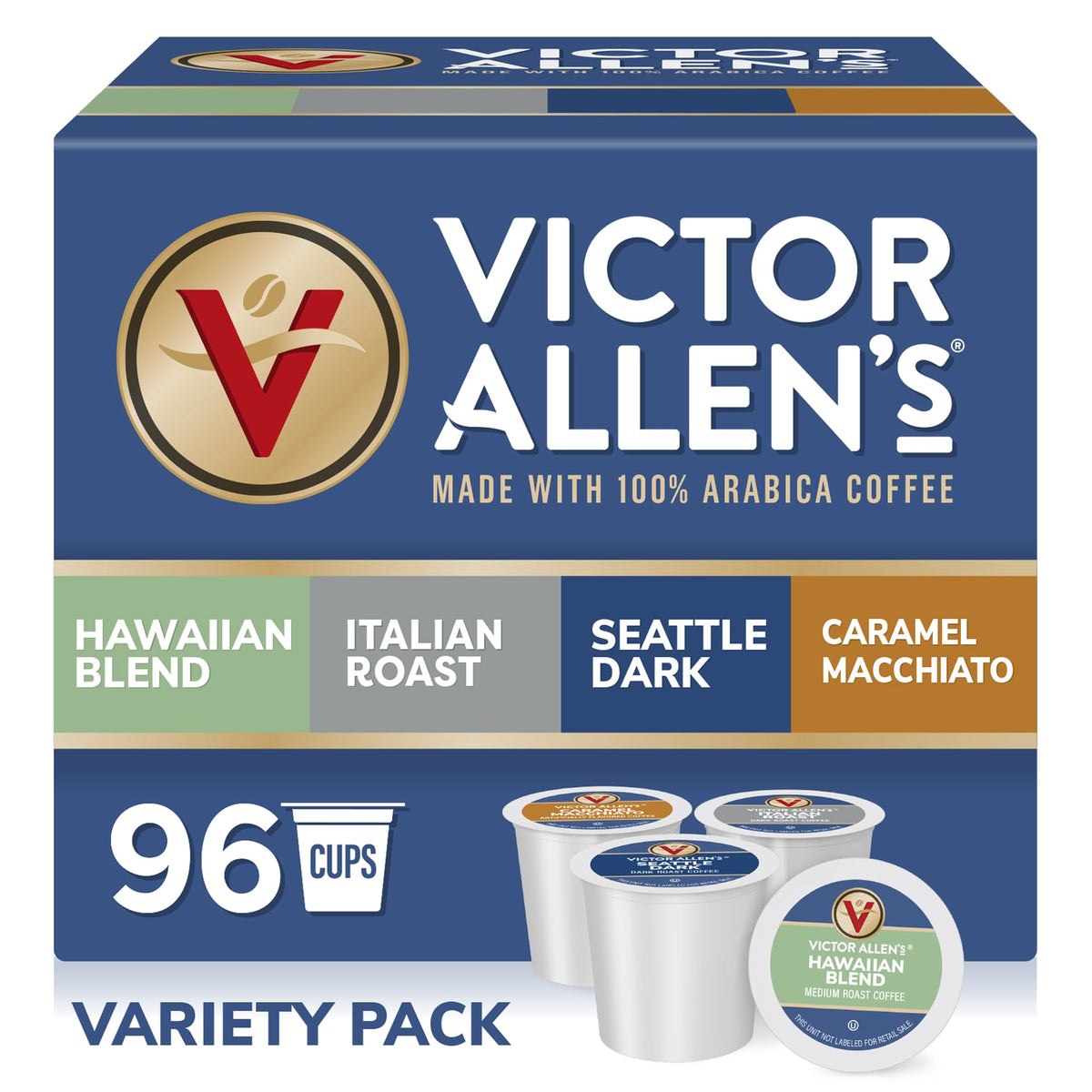 Victor Allen's Core Roast and Flavored Variety Pack, 96 Count, Coffee Pods