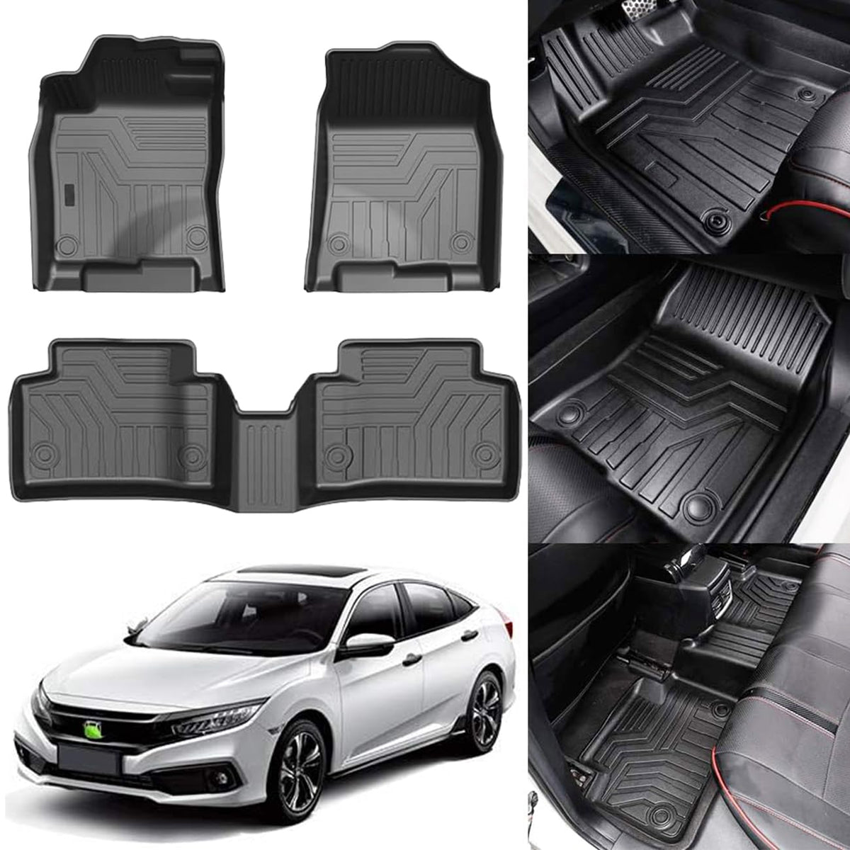 KUST Floor Mats for 2016-2021 Honda Civic Sedan/Coupe/Type R Accessories