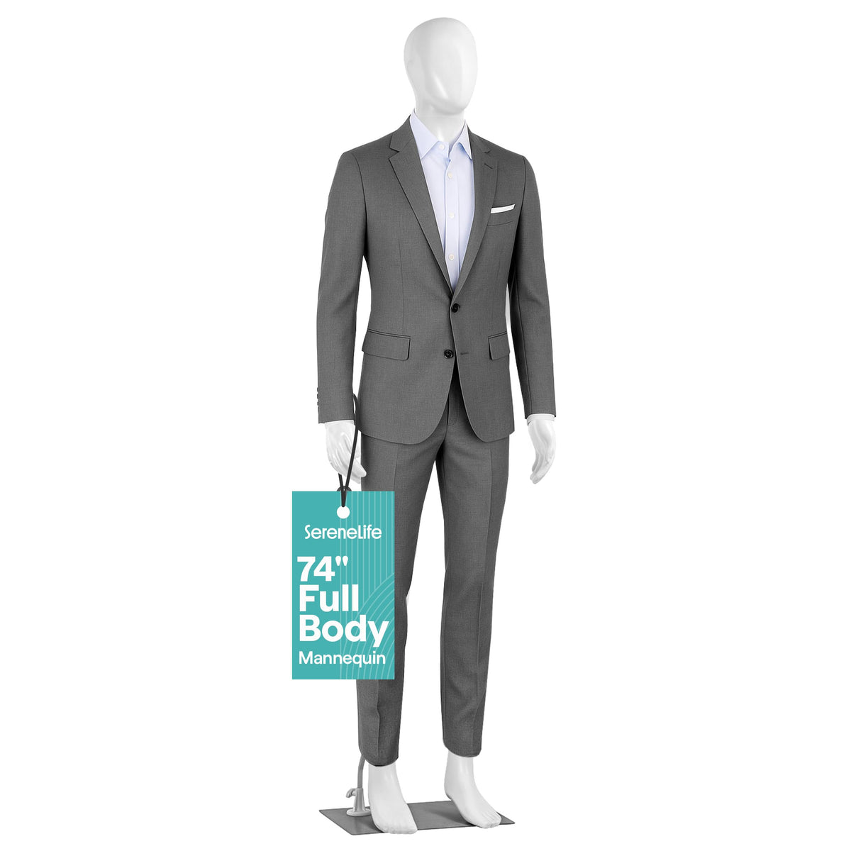 SereneLife 74-Inch Male Full Body Mannequin | Create Professional Clothing Displays with Realistic Proportions | Detachable Design, 360° Rotating