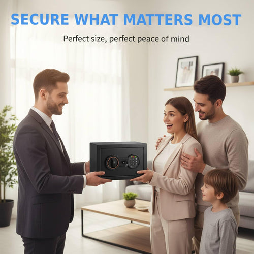0.3 Cub Small Safe for Home, 6.69"H Safe Box with Fireproof Waterproof Bag