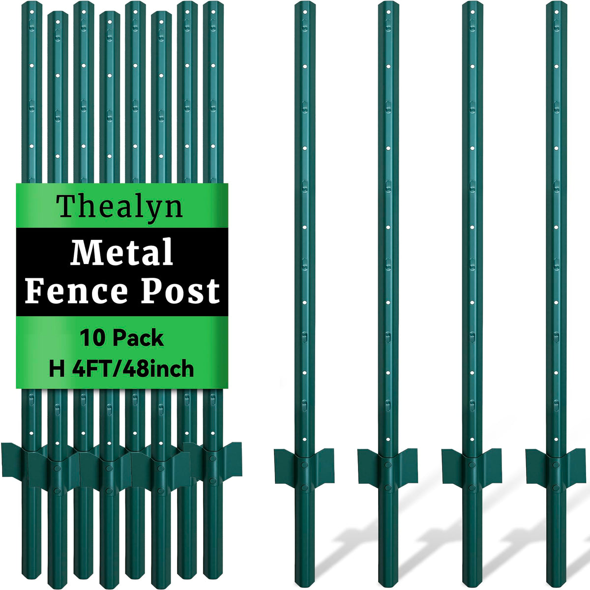 Metal 10Pack 4FT Fence Posts for Wire Fencing Heavy Duty U Post
