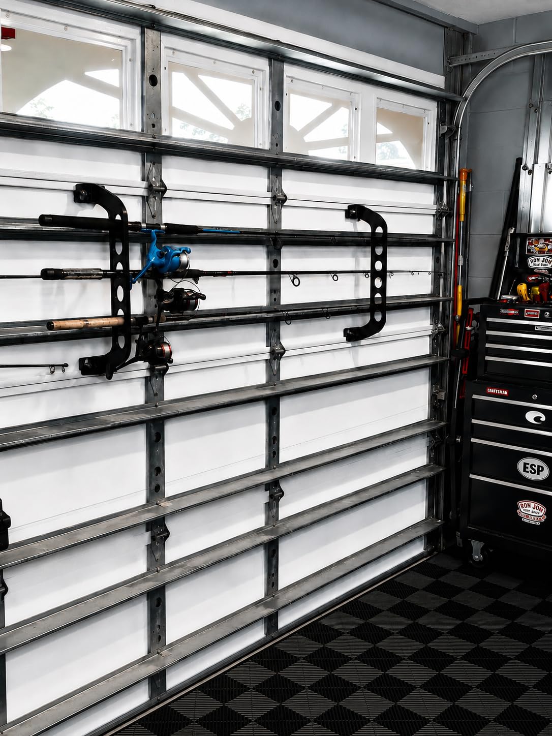 Cobra Storage Garage Door Storage Rack - 21" Black ABS Plastic Fishing Rod Holder - Ultimate Garage Organization for Fishing Gear and Equipment