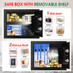 1.3 Cubic Feet Small Fire Safe Box for Home, Fireproof Safety Lock Box with Digital Keypad, Spare Keys and Removable Shelf, Personal Security Home