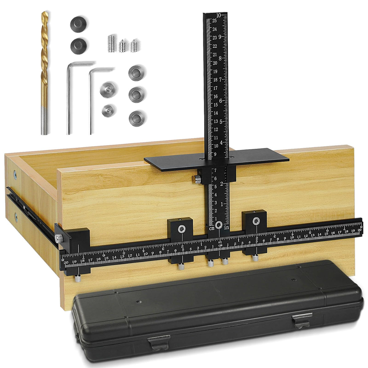 vicrays Cabinet Hardware Handle Jig - Aluminum Alloy Cabinet Template Tool Woodworking Drilling Hole Doweling Guide Punch Locator for Installation