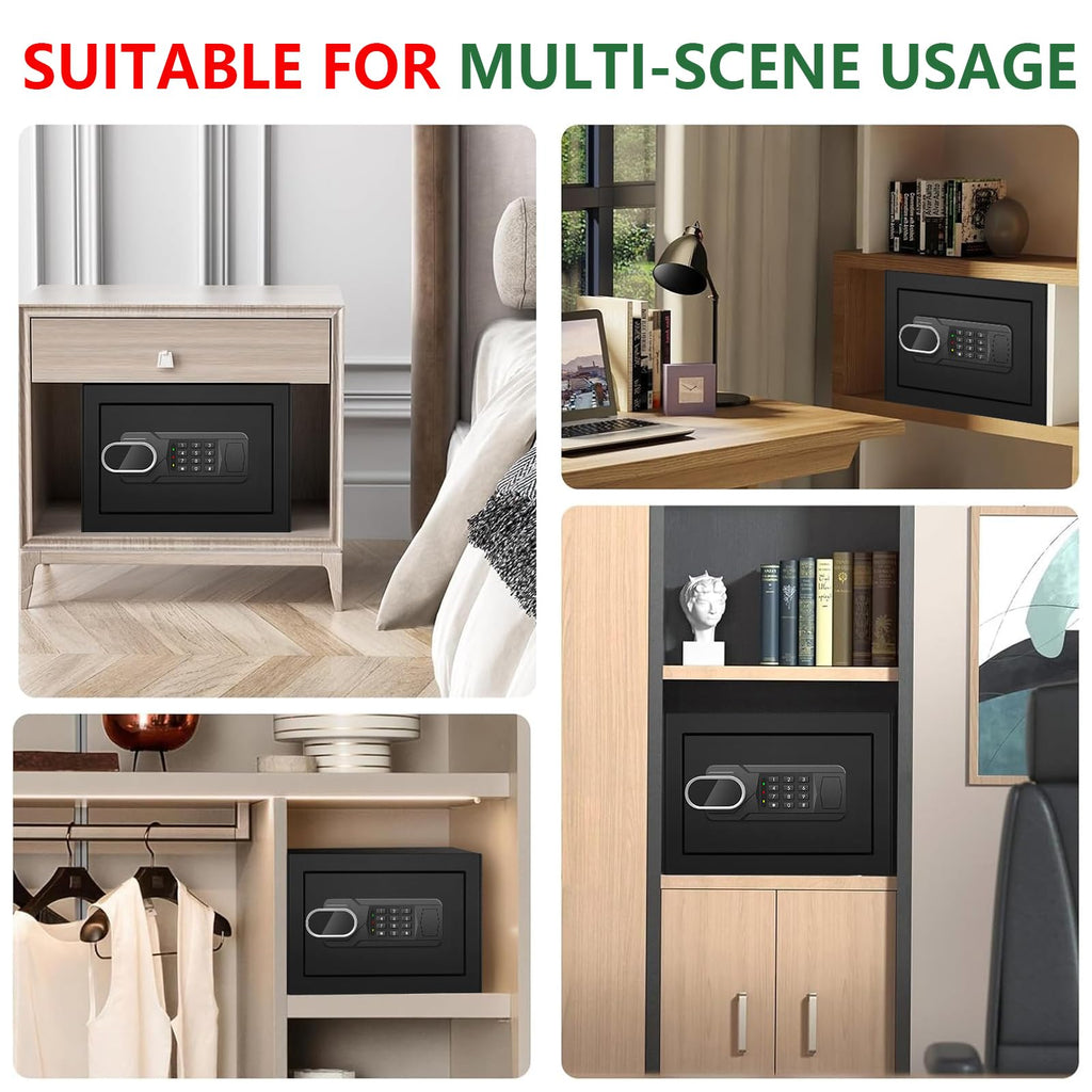 1.3 Cubic Feet Small Fire Safe Box for Home, Fireproof Safety Lock Box with Digital Keypad, Spare Keys and Removable Shelf, Personal Security Home