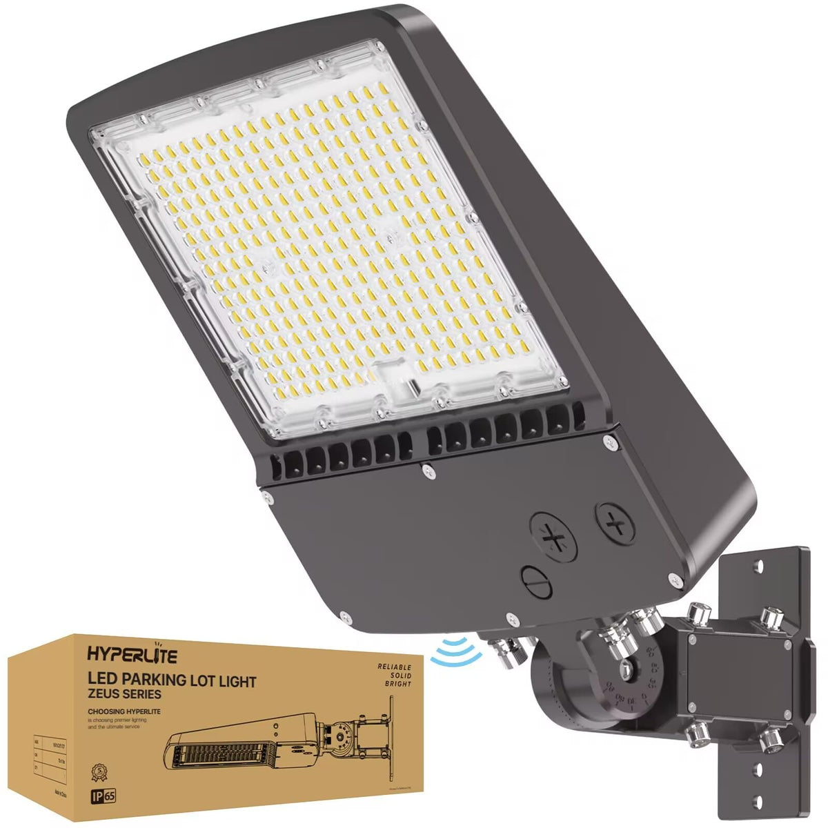 HYPERLITE Parking Lot Light 200W: 30000LM 5000K LED Parking Lot Lights Outdoor with Photocell, Arm & Slip Fitter 2 in 1 Mount LED Pole Light for