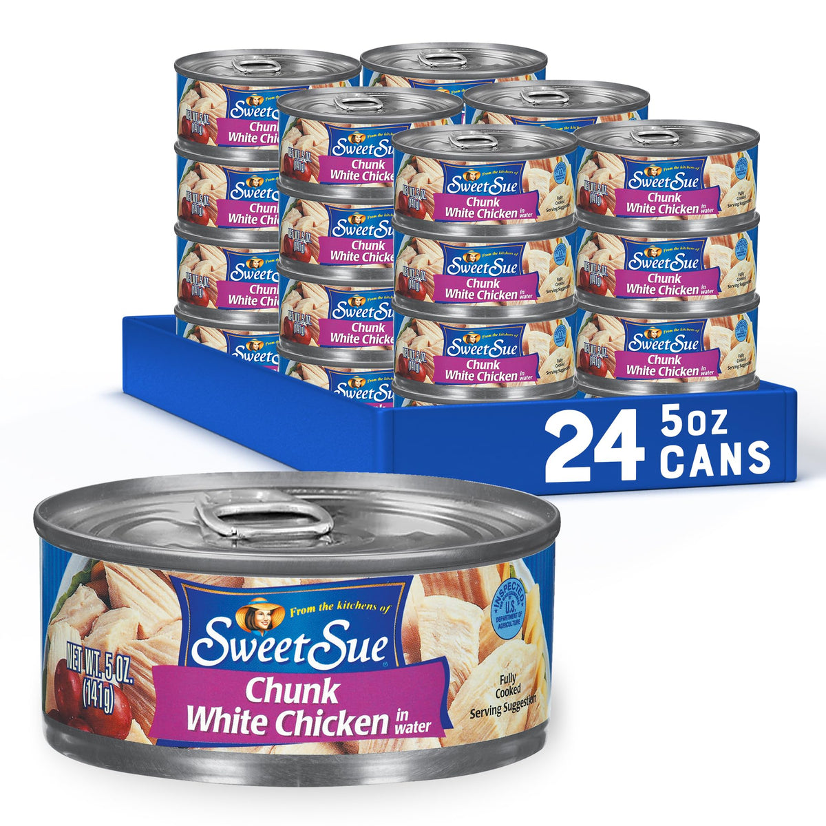 Sweet Sue Canned Chicken Breast with Rib Meat in Water, 5 oz (Pack of 24)