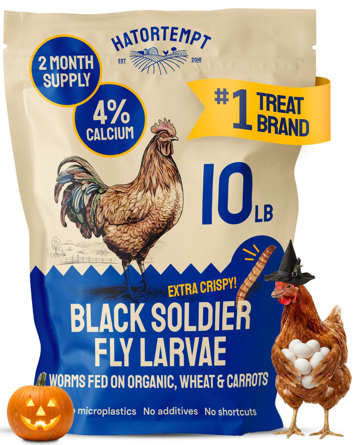 Hatortempt 10lb Black Soldier Fly Larvae for Chickens, Calci Chicken Treats