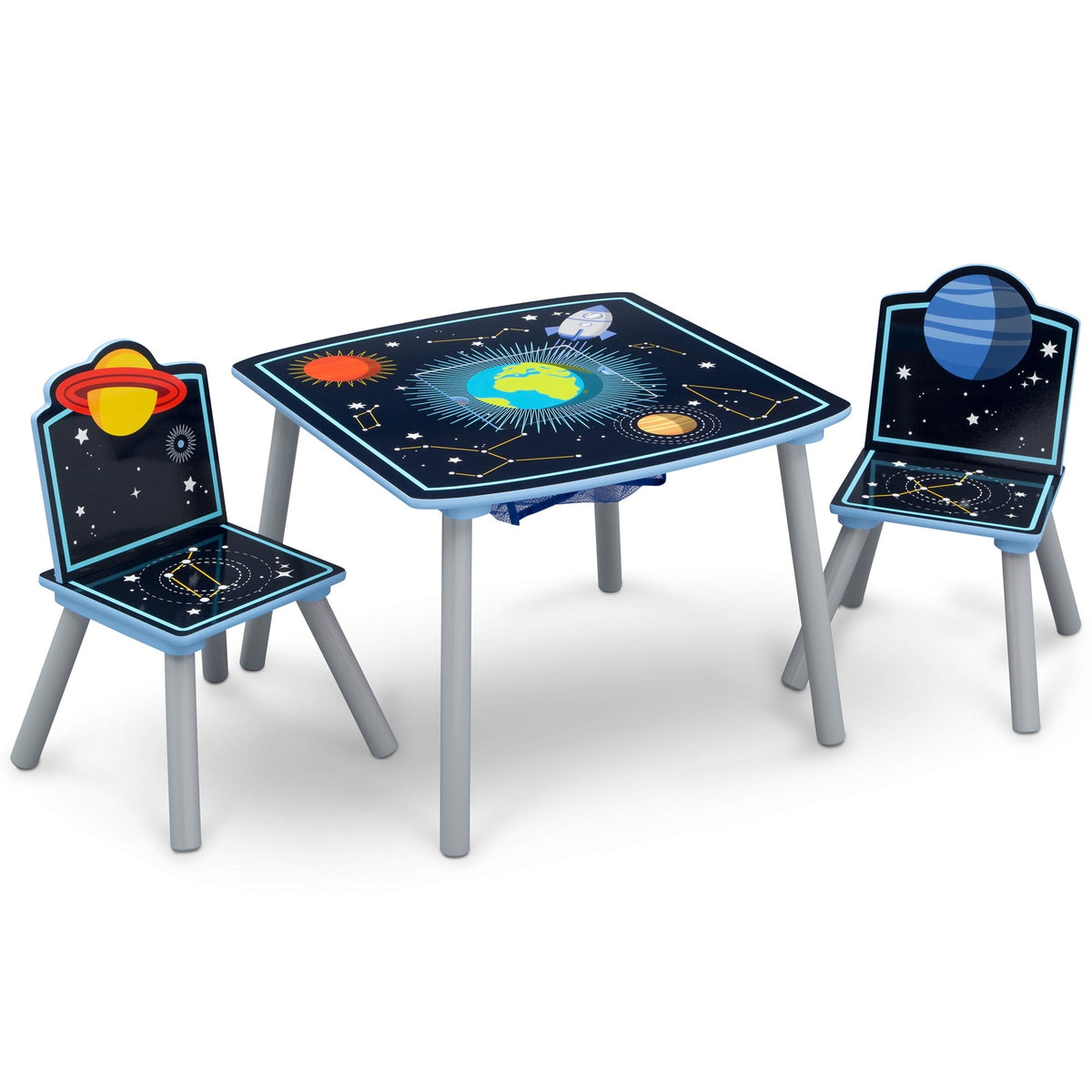 Delta Children Space Adventures Kids Wood Table and Chair Set with Storage, Greenguard Gold Certified