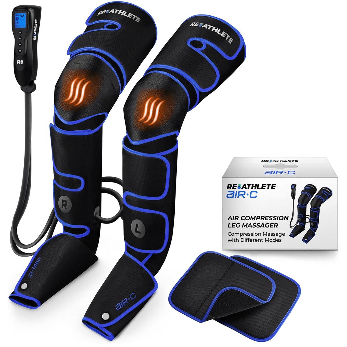 Reathlete Leg Massager for Circulation & Pain Relief with Heat & 4 Levels | 1-YEAR | 3 MODES & 4 INTENSITY LEVELS: Targeted leg compression massager