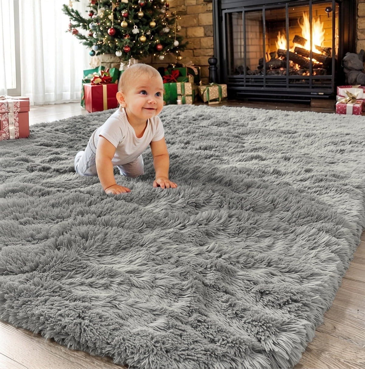 SANMADROLA Area Rug for Bedroom,6.5'X7.5',Fluffy Shag Rug for Living Room,Furry Carpet for Kids Room,Shaggy Throw Rug for Nursery Room,Fuzzy Plush