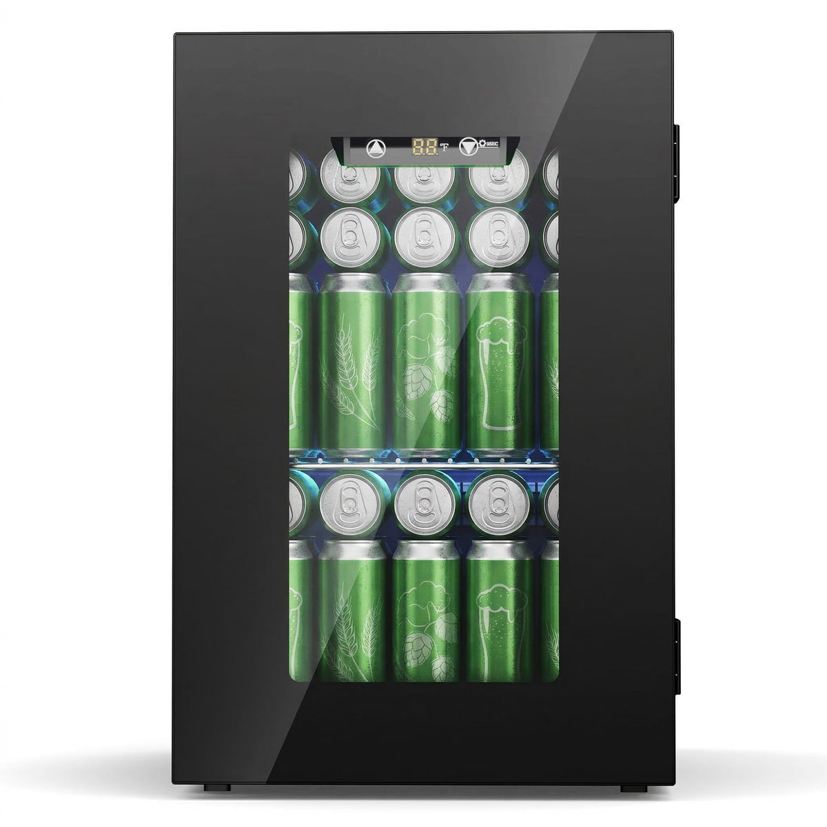 Snowyermine 24 Can Mini Fridge & Wine Cooler, Ultra-Quiet Countertop Beverage Refrigerator with Glass Door & Digital LED Display for Bedroom, Dorm