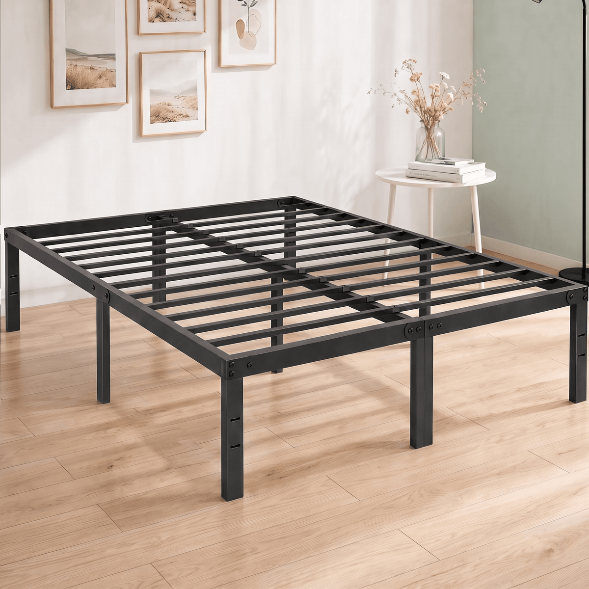 edx Bed Frame - Full Size Heavy Duty Platform Bed with Underbed Storage, 14-Inch High Steel Slat Support, Non-Slip Design, No Box Spring Required